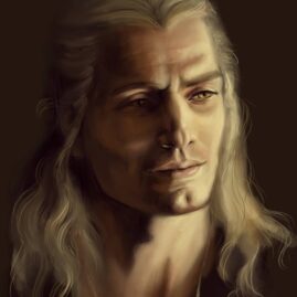 Painted portrait of Henry Cavill as Geralt of Rivia